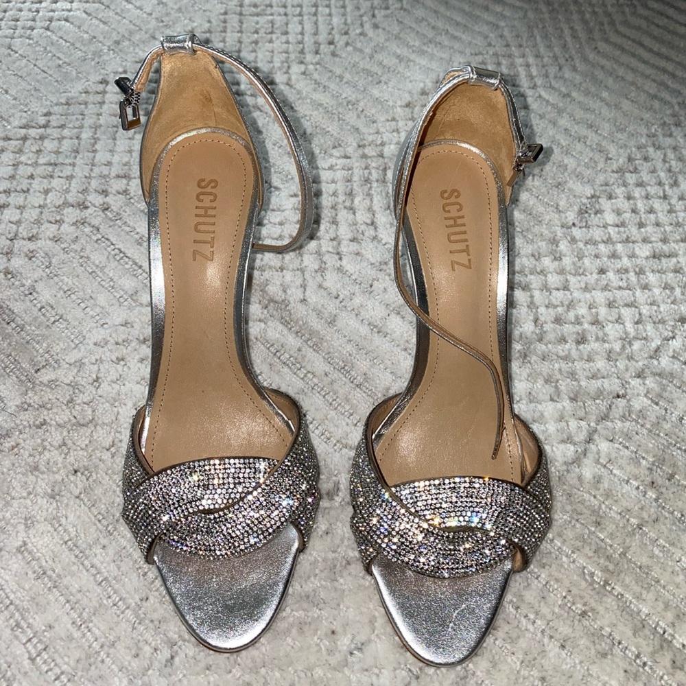 SCHUTZ JOLITA SILVER LEATHER SANDAL